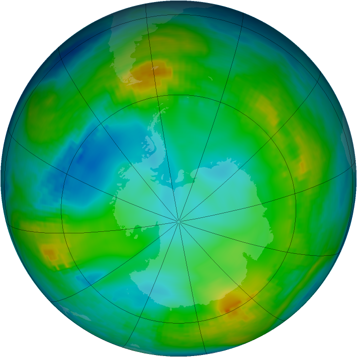Antarctic ozone map for 01 June 1980